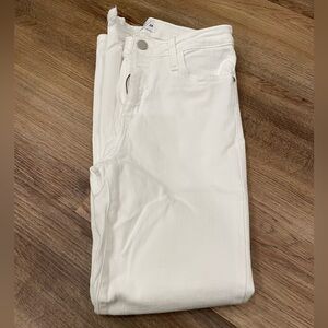 Just black white frayed hem jeans comfort stretch